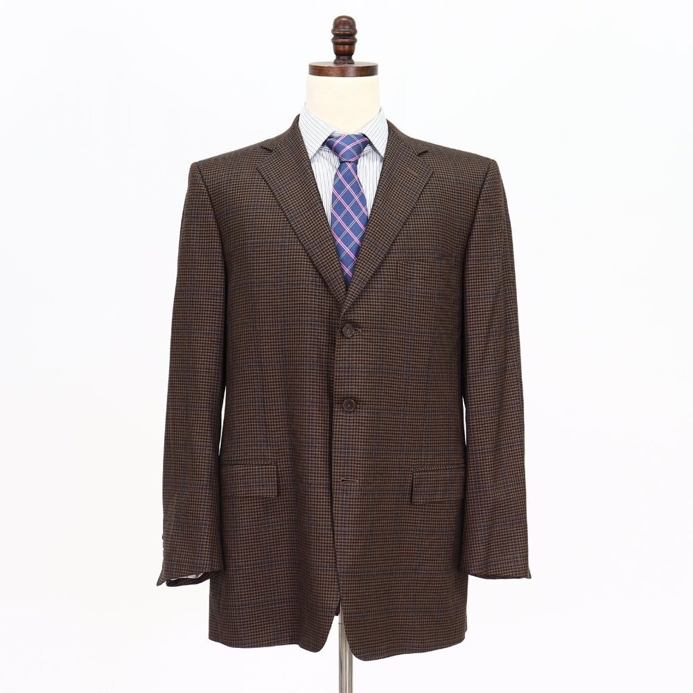 Ermenegildo Zegna 44L Brown Check 3-Button Sport Coat Blazer Jacket V104